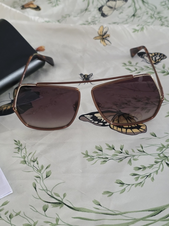 Max Mara Elsa MM0006 Rose Gold Geometric Sunglasses 64mm NWT